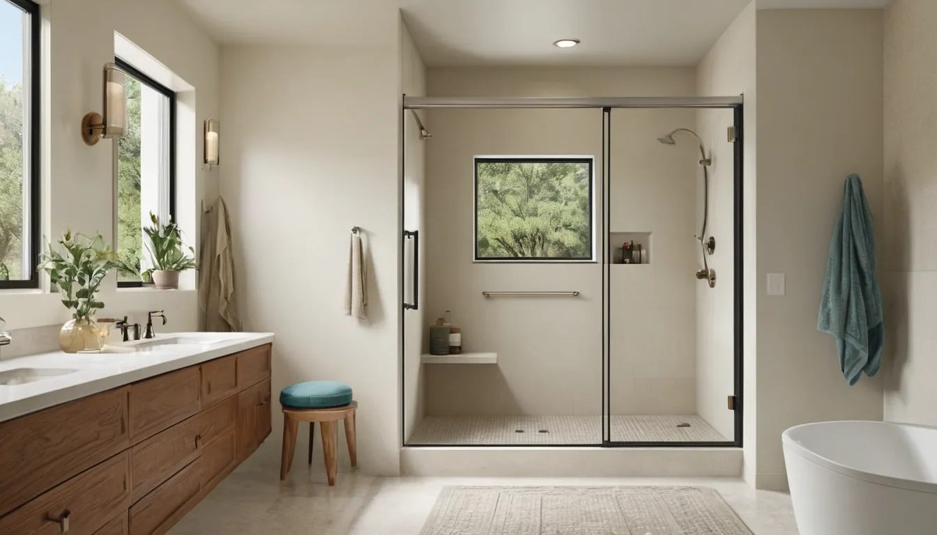 A bright, easy-entry shower replacing an old tub in a San Bernardino home
