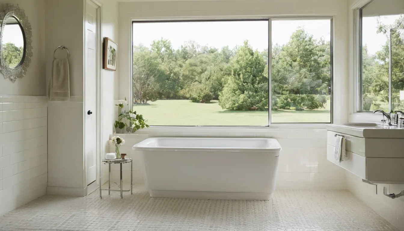A smiling older homeowner sitting in a walk-in tub in a bright bathroom in a San Bernardino home